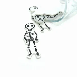 1, 4 or 20 Pieces: White and Black Crayon Drawing Skeleton Pendant Charms