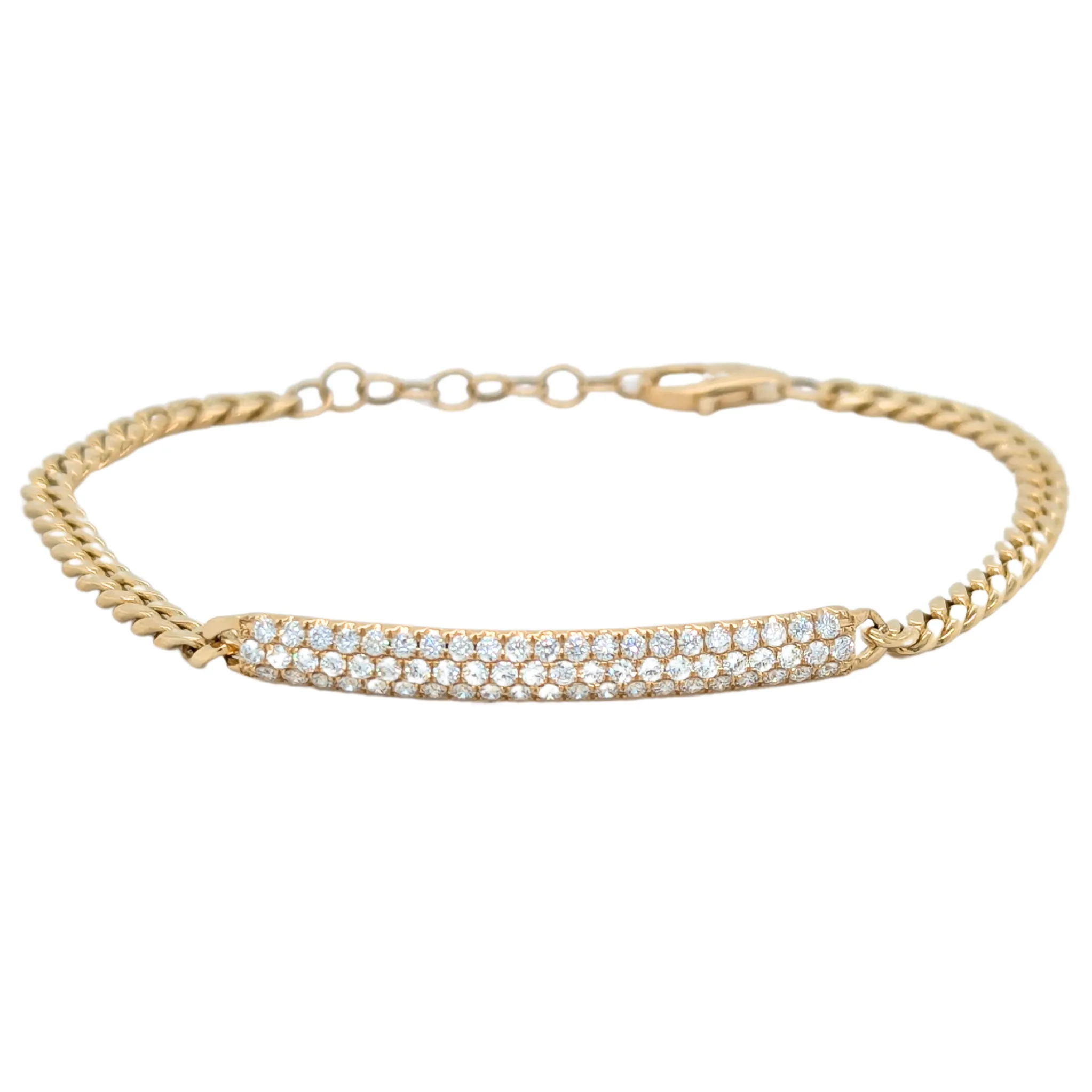 14K Gold Iced Out Diamond ID Adjustable Bracelet