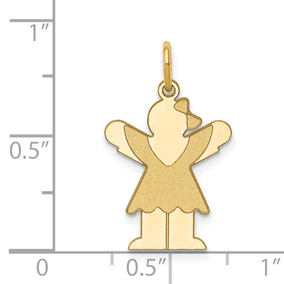 14k Yellow Gold Girl in Dress With Bow Love Charm