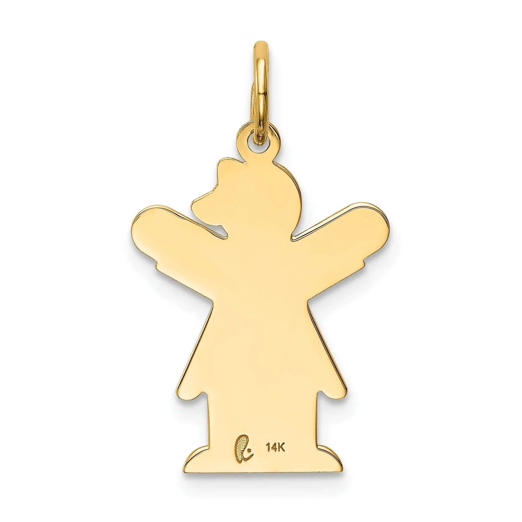 14k Yellow Gold Girl in Dress With Bow Love Charm