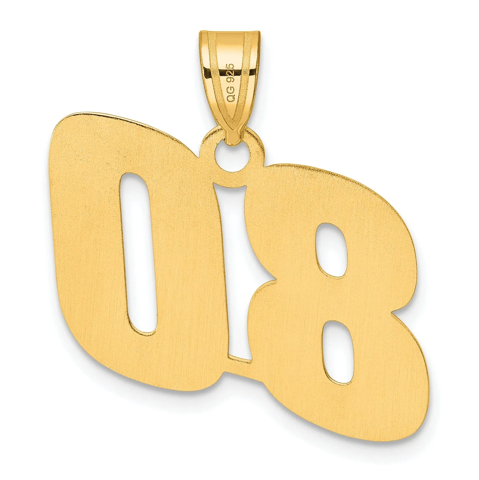 14k Yellow Gold Polished Finish Block Script Design Number 80 Charm Pendant