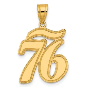 14k Yellow Gold Polished Finish Script Design Number 76 Charm Pendant