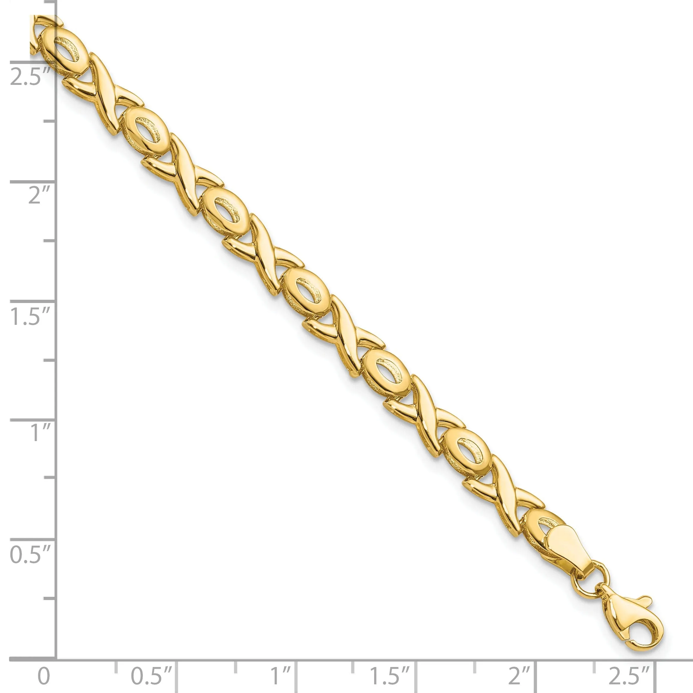 14k Yellow Gold Polished XOXO Bracelet