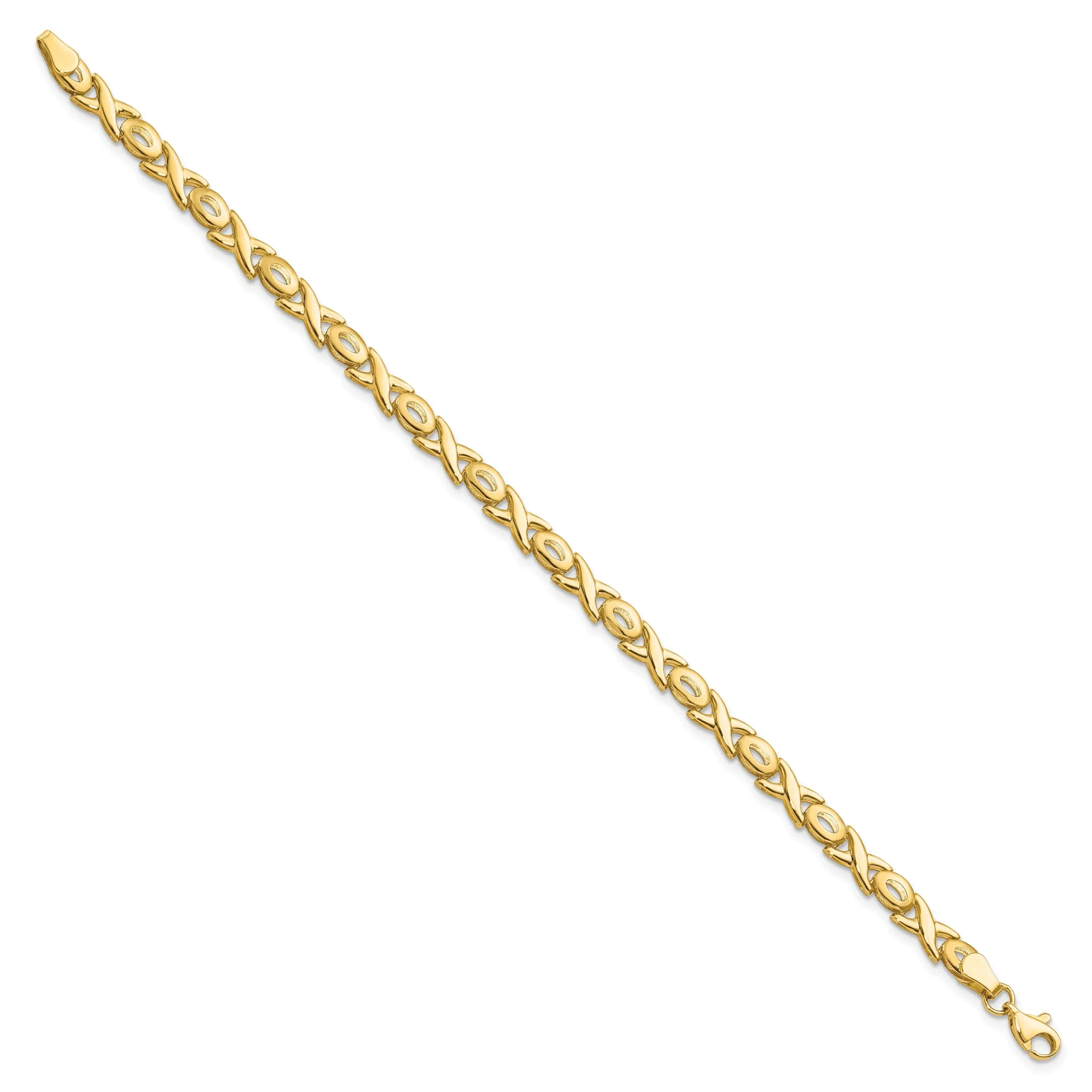 14k Yellow Gold Polished XOXO Bracelet