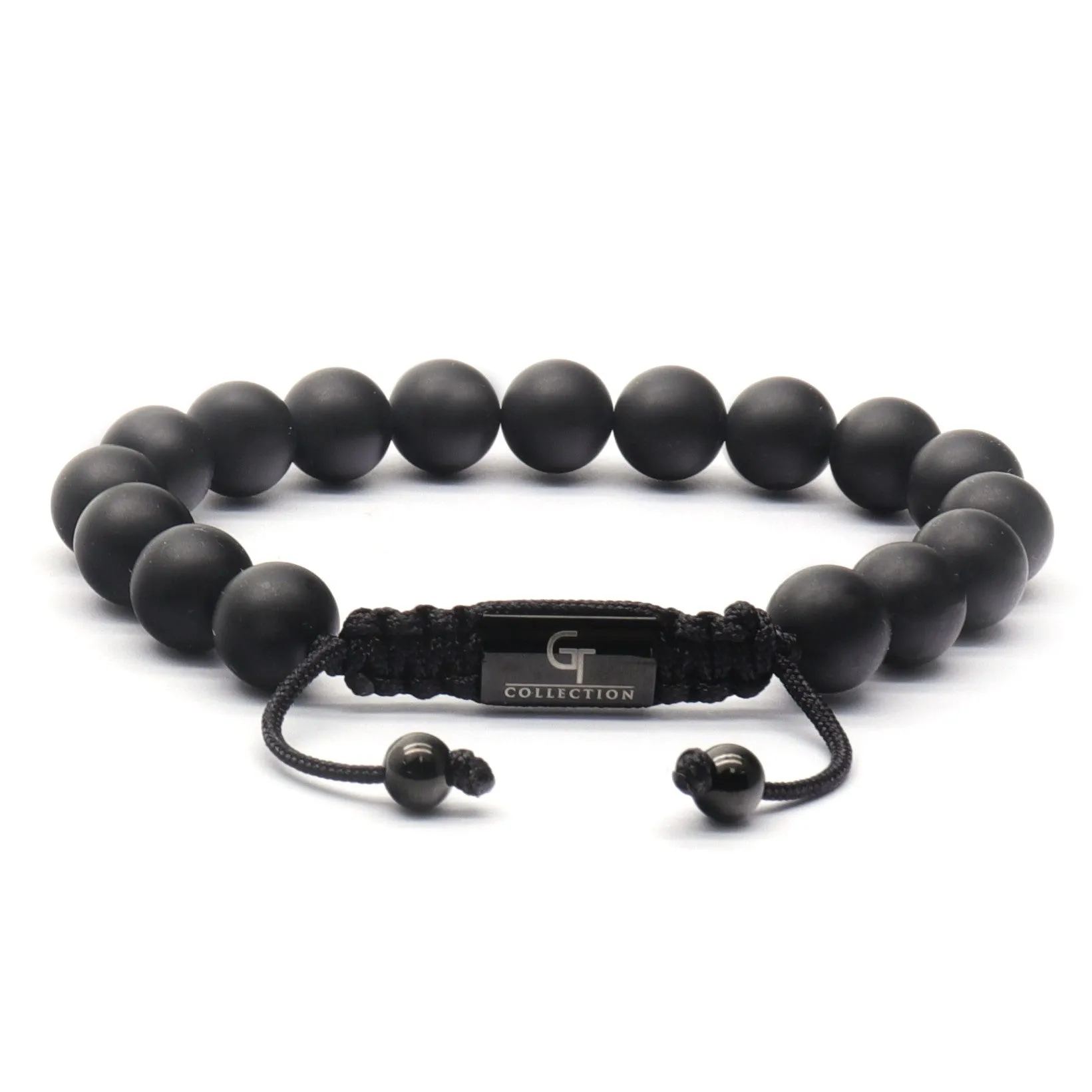 2 PIECE SET - BLACK ONYX Single Bead & Double Bead Bracelet