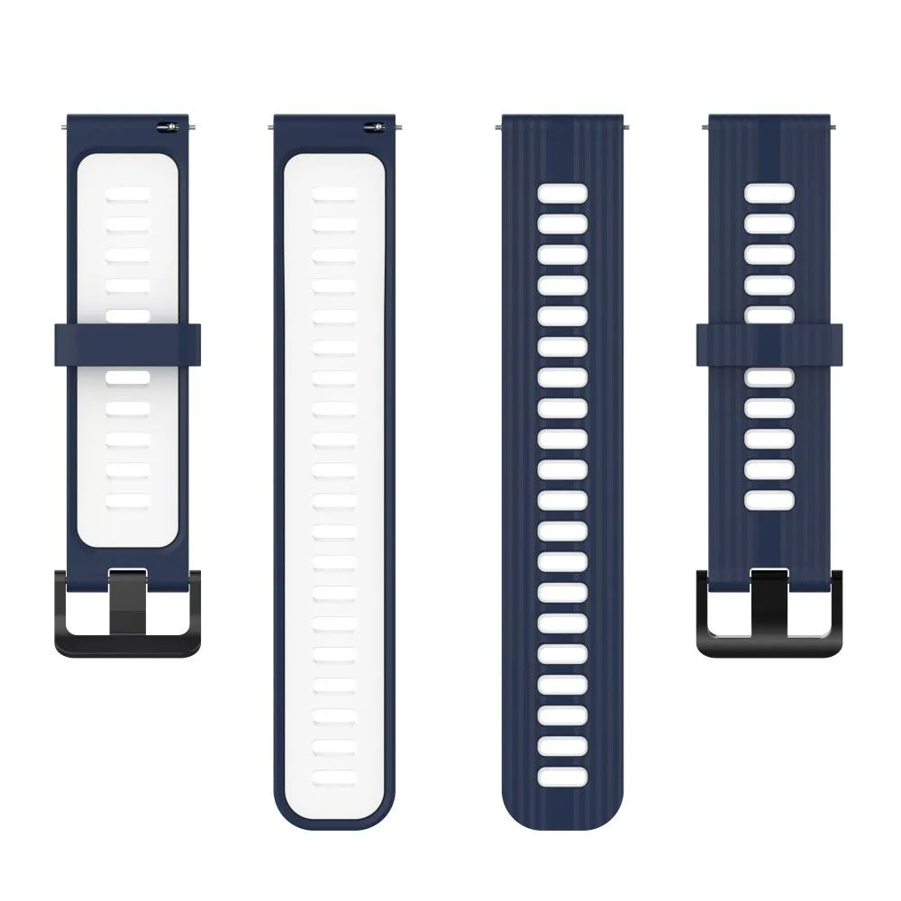 20mm Universal bi-color silicone watch strap - Midnight Blue / White