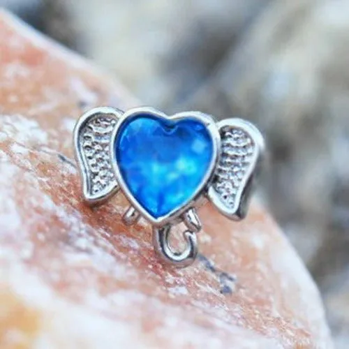 316L Stainless Steel Aqua Heart Elephant Cartilage Earring - Chic and Durable