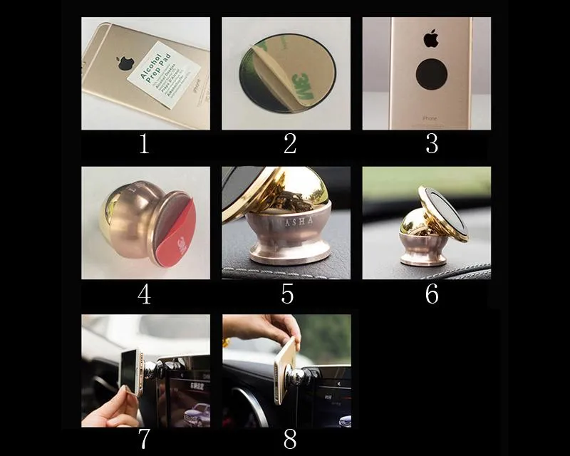 360° Rotatable Magnetic Car Mount Phone Holder - Gold