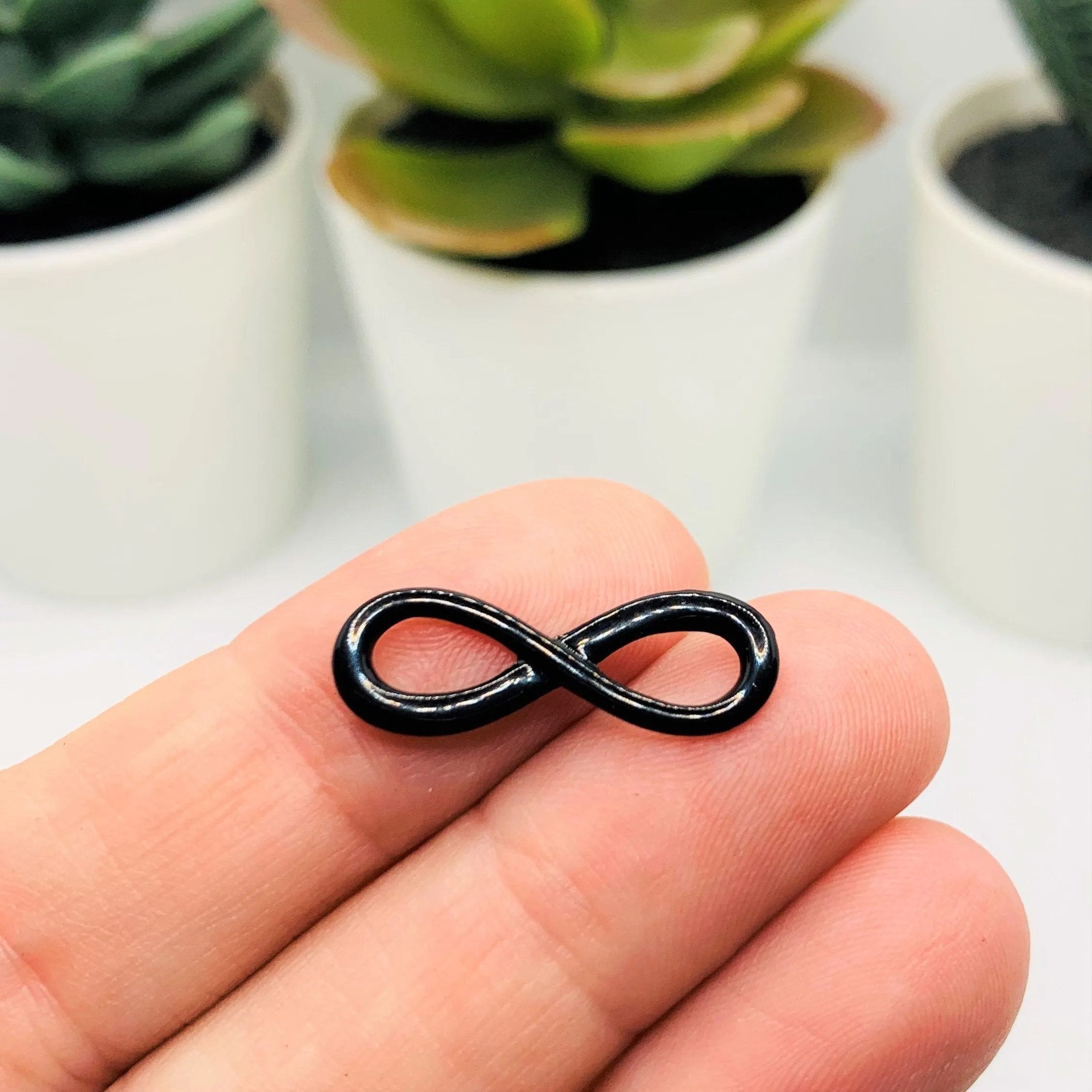 4, 20 or 50 Pieces: Black Infinity Connector Charms