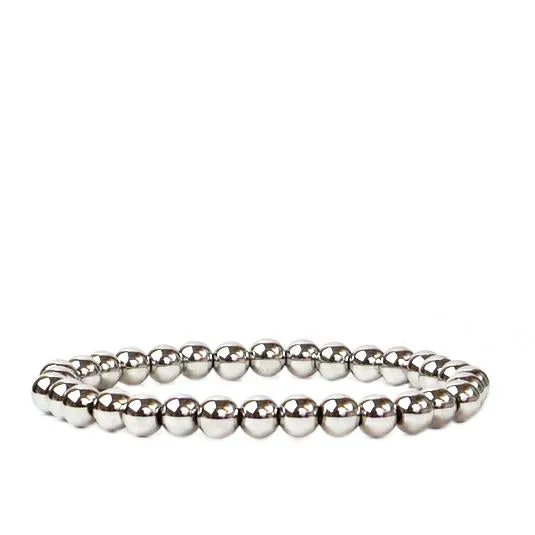 6 Mm Metal Beaded Stretch Bracelet