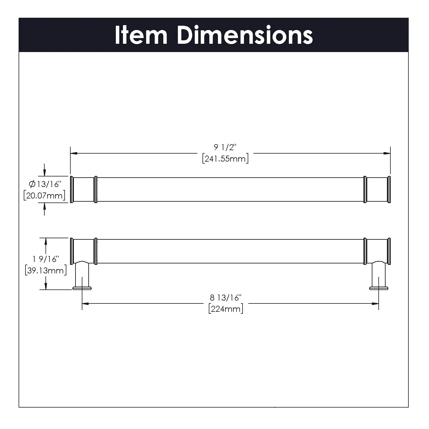 8-13/16 inch (224mm) Midway Cabinet Pull