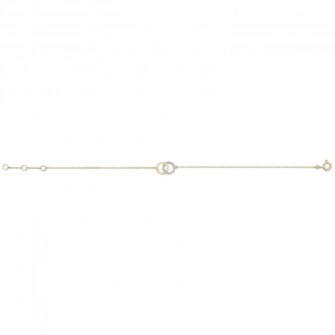 9ct Gold Ladies Bracelet with Zirconia Double Circle Design