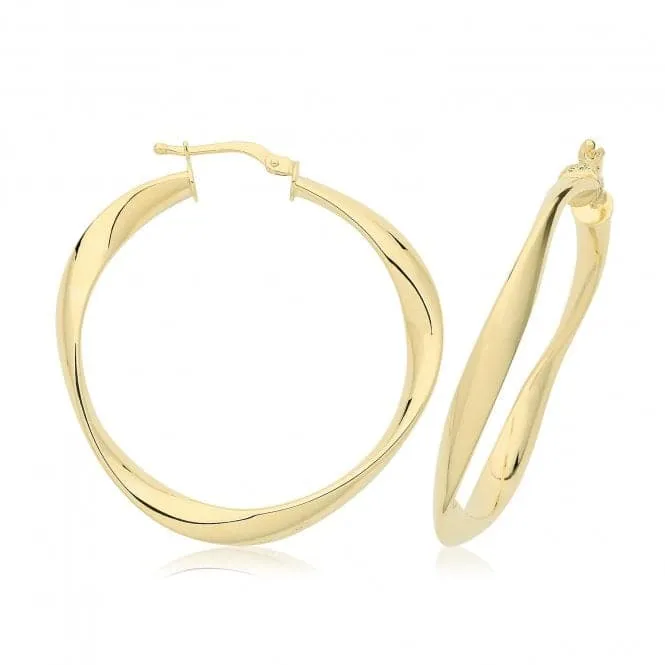 9ct Yellow Gold Twist Hoop Earrings ER1205