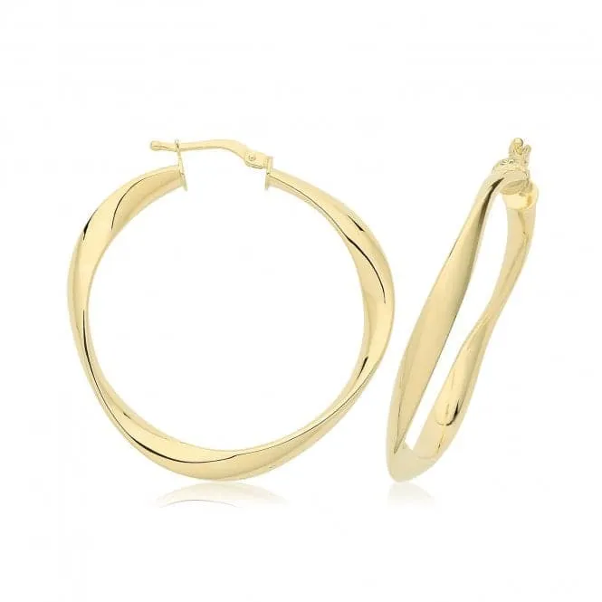 9ct Yellow Gold Twist Hoop Earrings ER1205