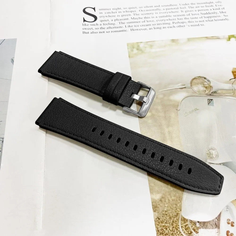 Amazfit Pace double-sided texture cowhide leather watch strap - Black