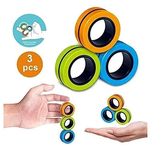 Anti Stress Finger Magnetic Rings - 3 Pieces