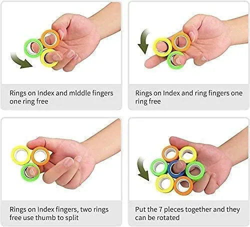 Anti Stress Finger Magnetic Rings - 3 Pieces