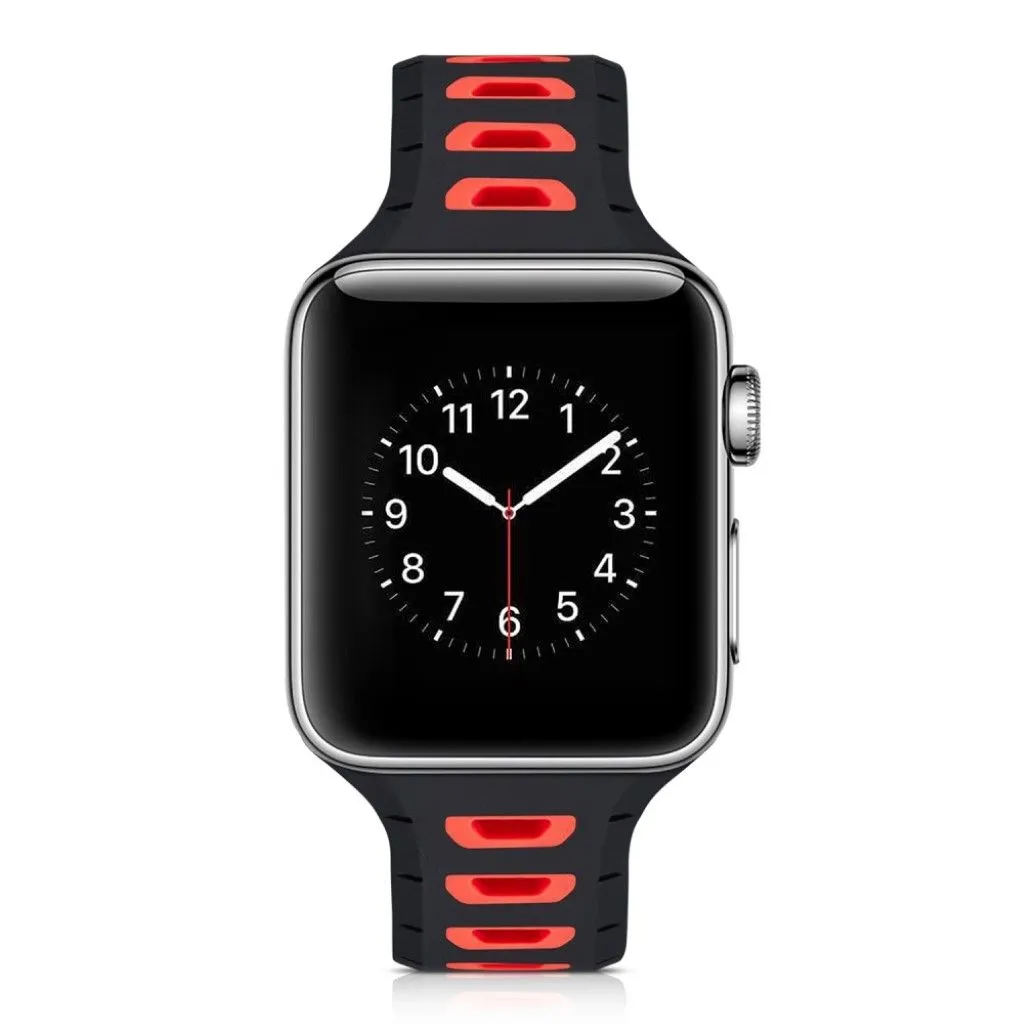 Apple Watch 42mm dual color metal buckle silicone watch strap - Black / Red