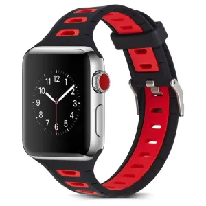 Apple Watch 42mm dual color metal buckle silicone watch strap - Black / Red