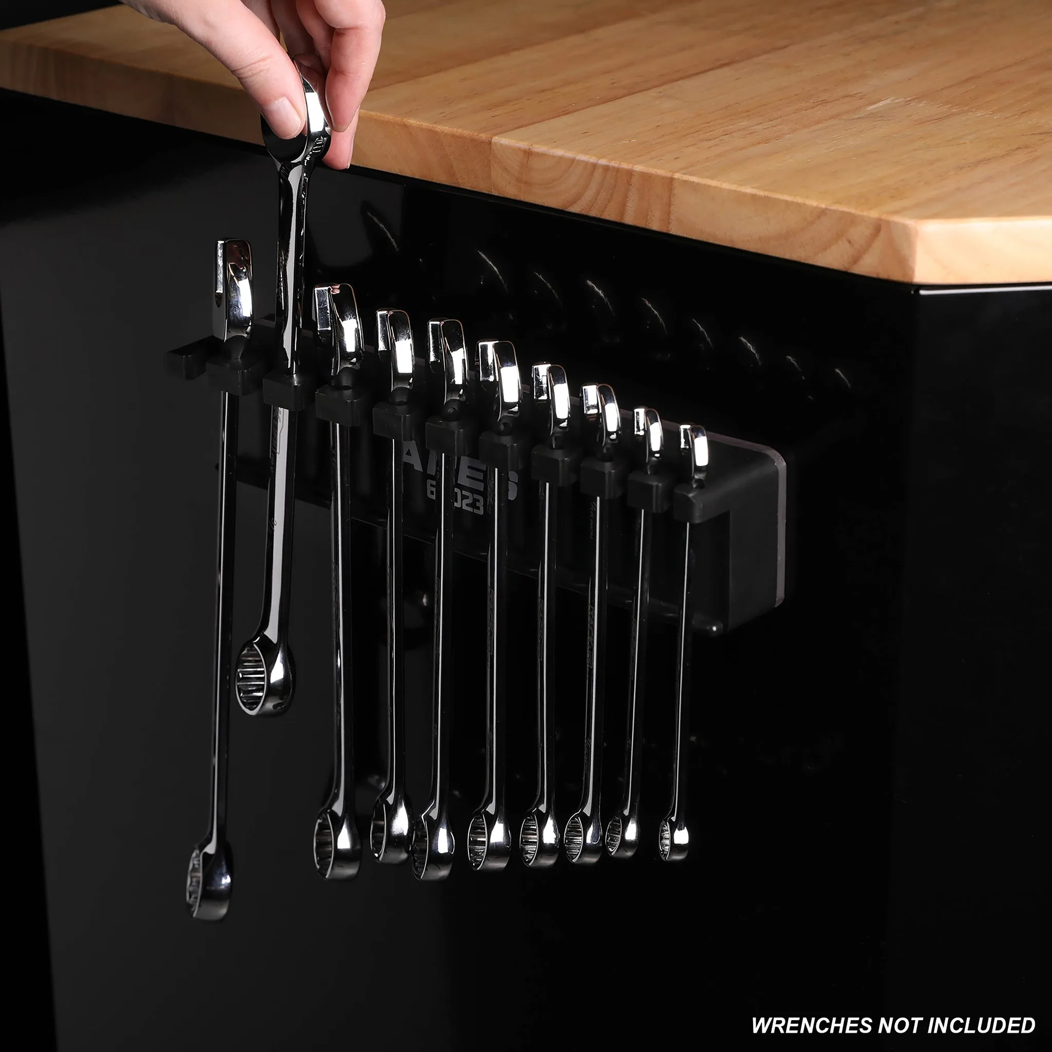 ARES 62023 - 10-Piece Black Magnetic Wrench Organizer