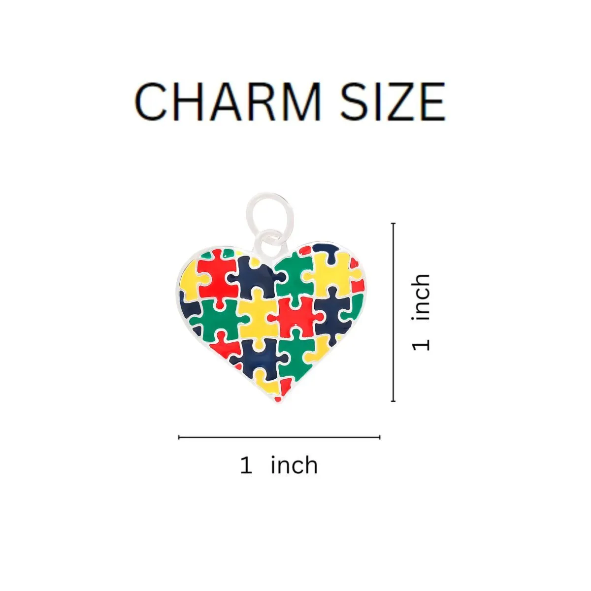 Autism Colored Puzzle Piece Heart Chunky Charm Bracelets