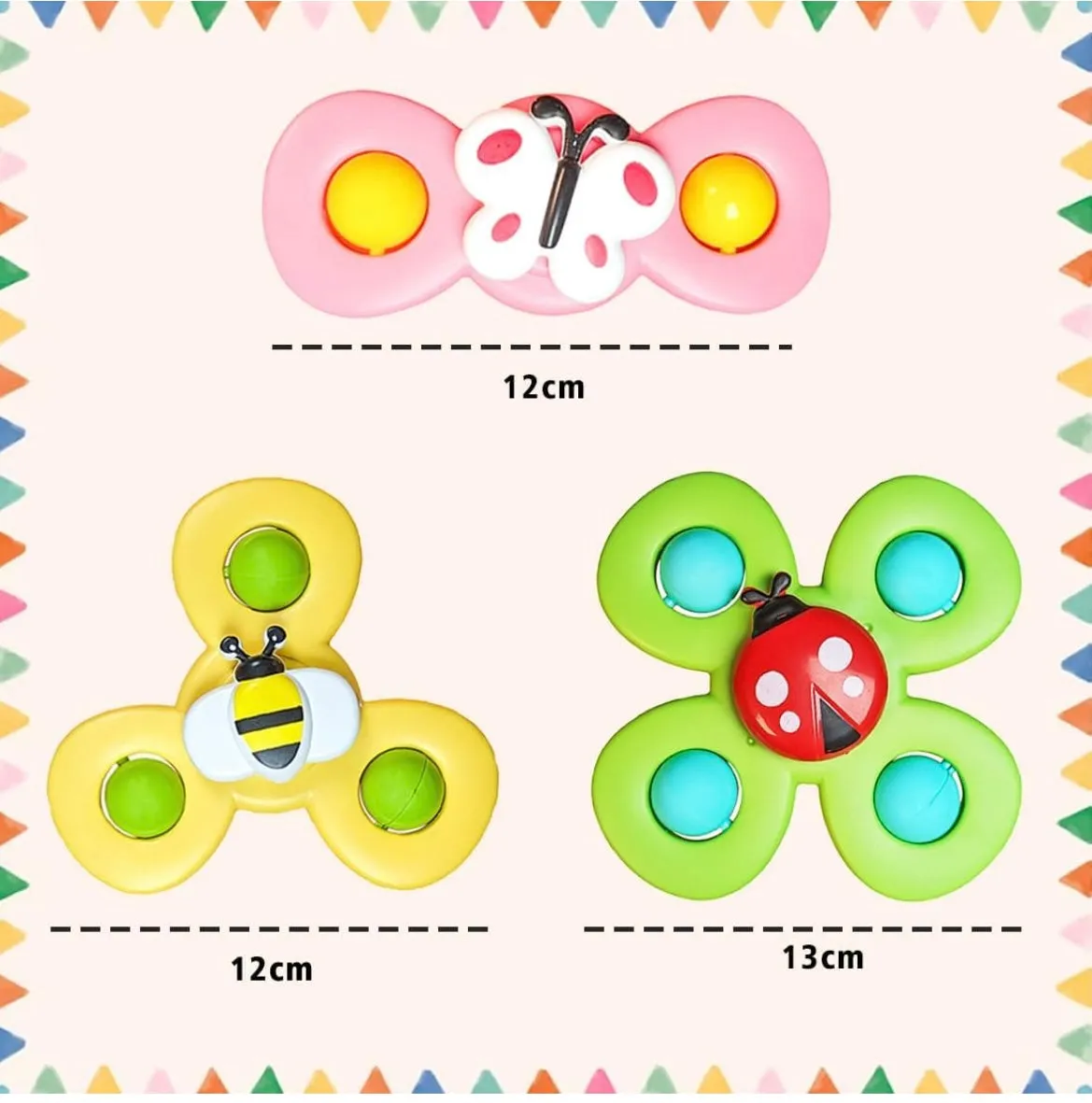 Baby Bath Toys 3 PCS Insect Suction Cup Spinner Toy for Baby Boys Girls Pop up Toy Waterproof Suction Cup Spinning Top Rotating Montessori Learning Toy