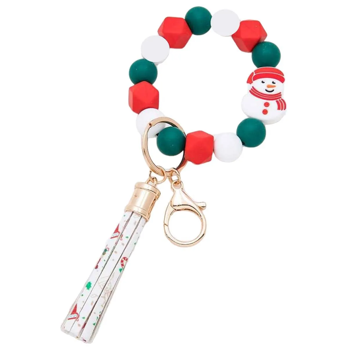 BB139X173 Silicone Beaded Christmas Keychain Bracelet