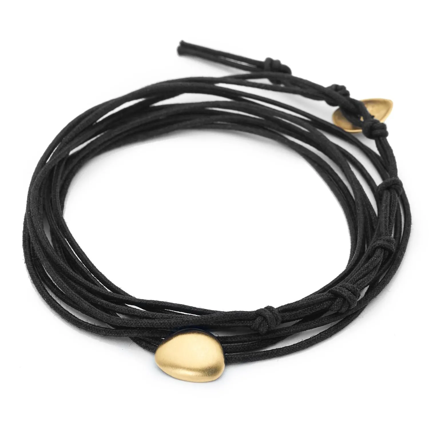 Black Cord Wrap Bracelet/Necklace with Gold Detail