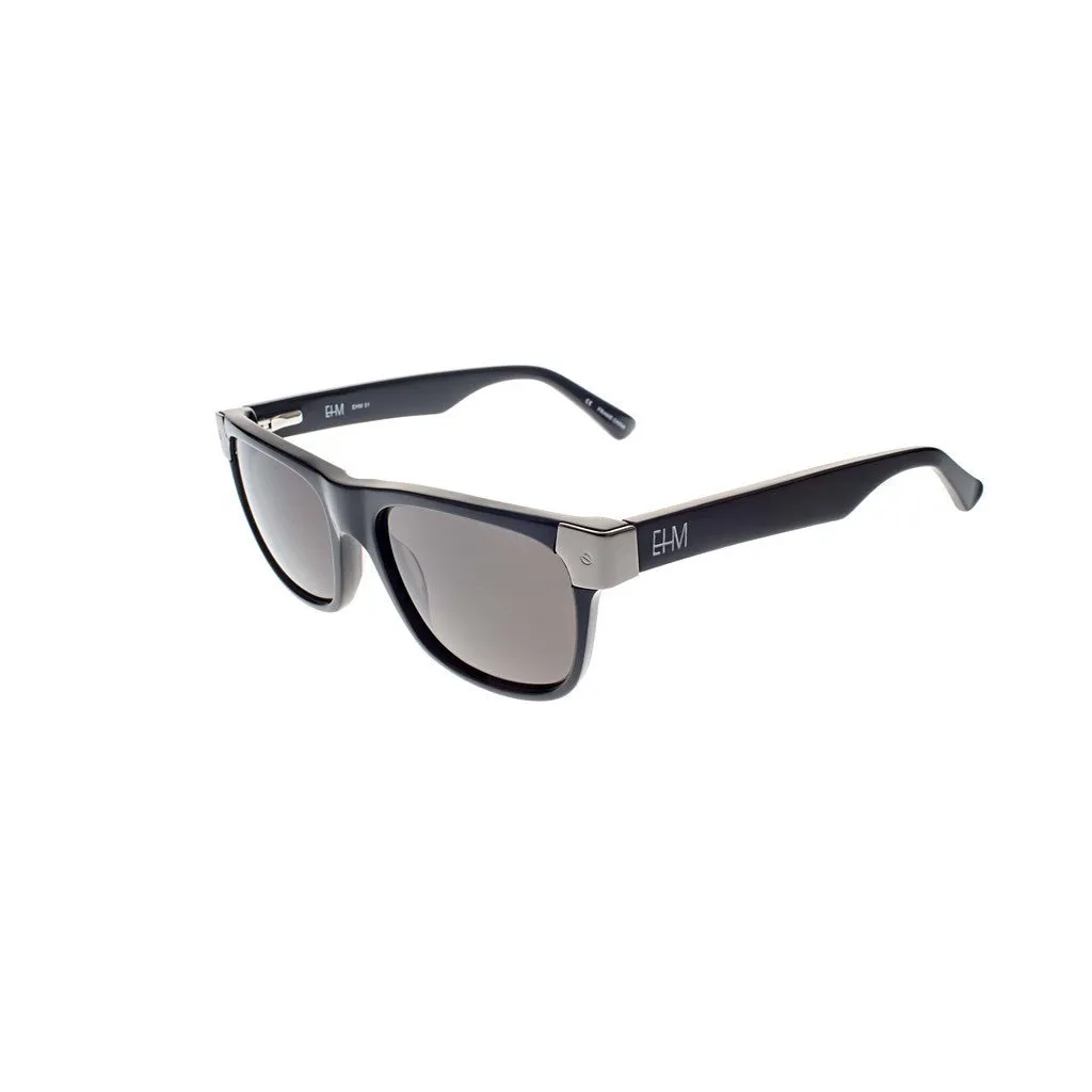 Black with Gun Silver Metal Wayfarers