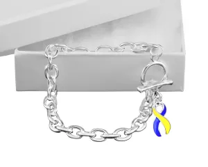 Blue & Yellow Ribbon Charm Chunky Bracelets