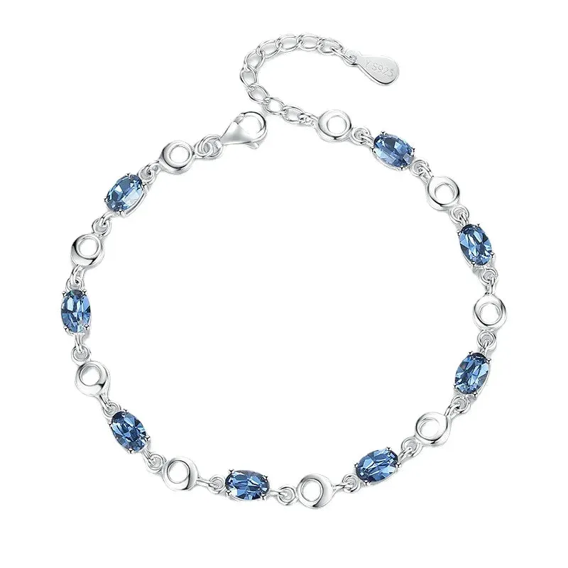 Blue Topaz & Silver Bracelet for Women - Perfect Gift