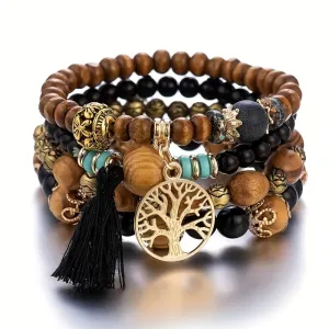 Bohemian Tree Of Life Bracelet Set  Handmade Ethnic Jewelry