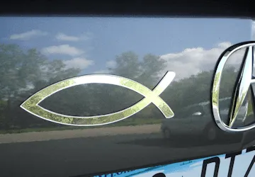 Christian Fish Chrome Look  Emblem - Magnetic