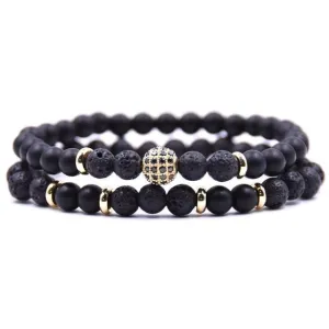 Classy Men Lava Stone Sub Zero Bracelet Set