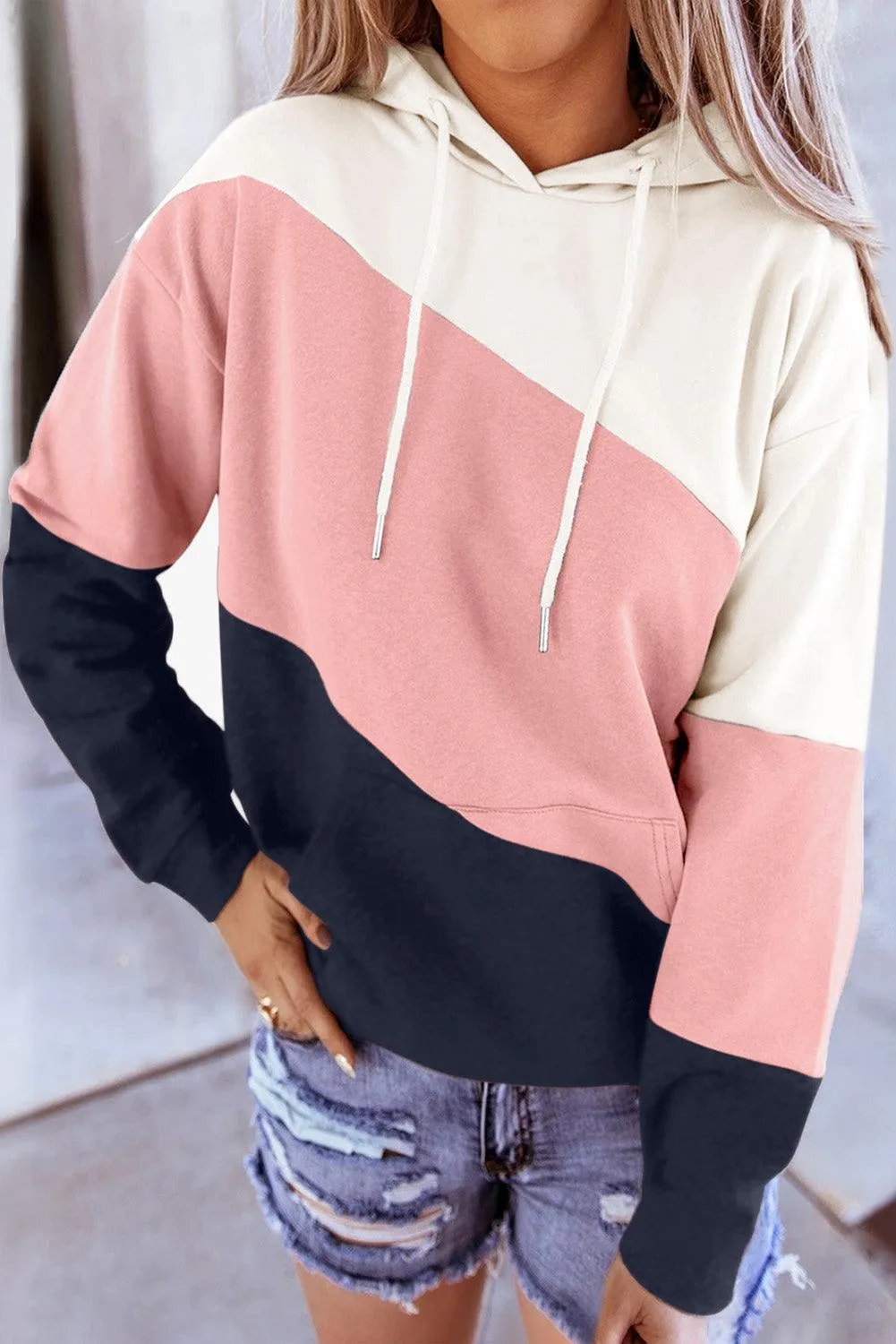 Colorblock Drawstring Hoodie