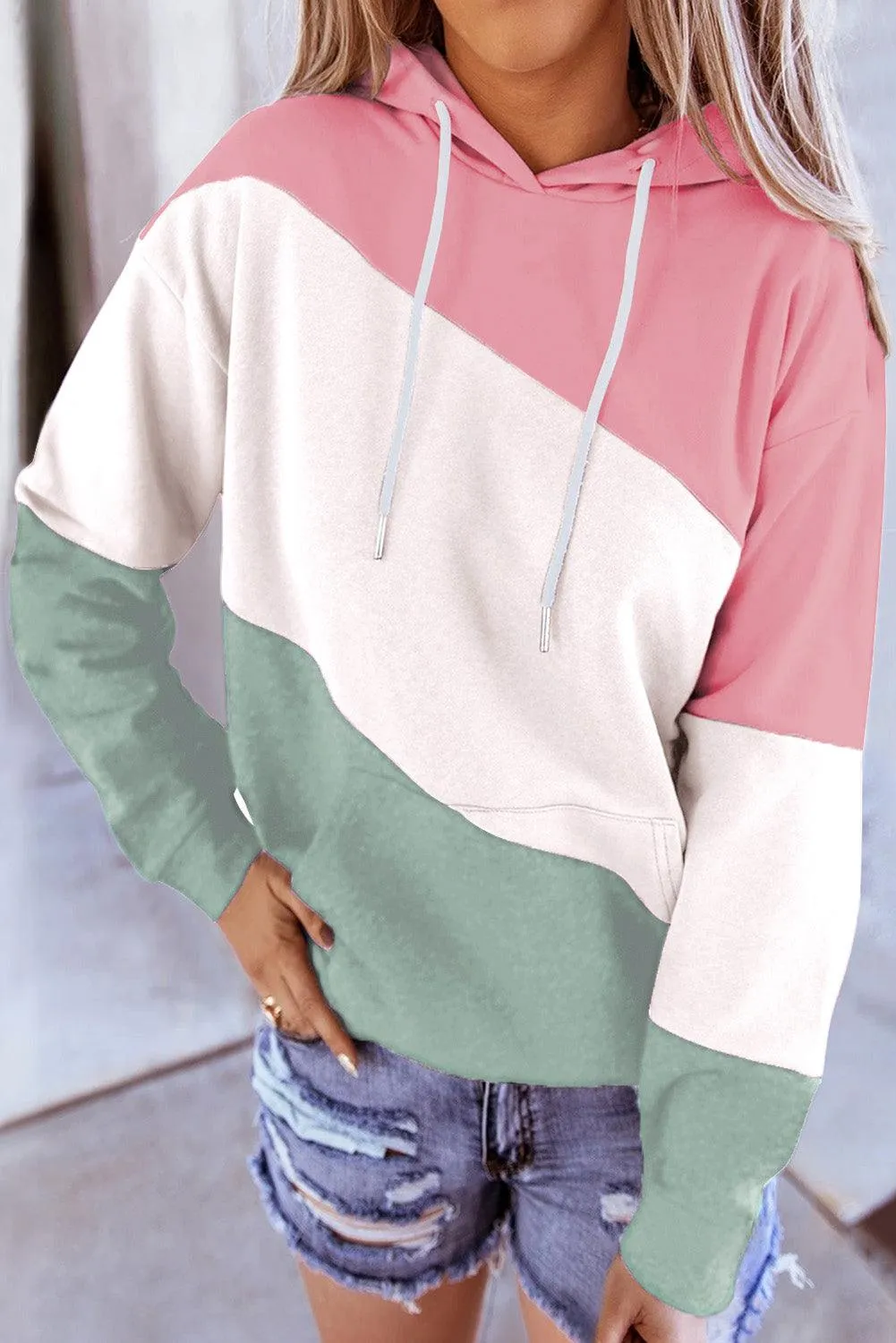 Colorblock Drawstring Hoodie