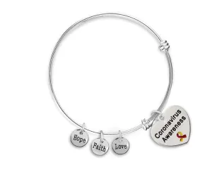 Coronavirus (COVID-19) Awareness Heart Charm Retractable Bracelets