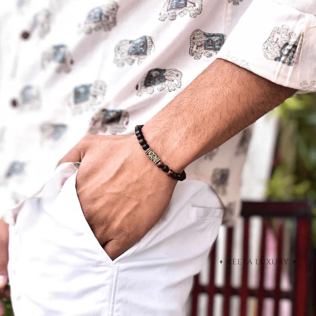 Courageous Spirit - Matte Black Onyx and Red Tiger Eye Bracelet