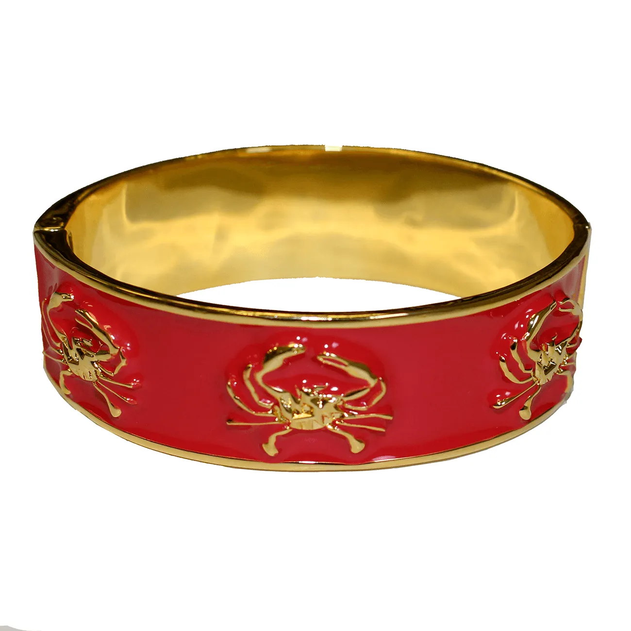 Crab Bracelet (Red/Gold) / Enamel Bangle Bracelet