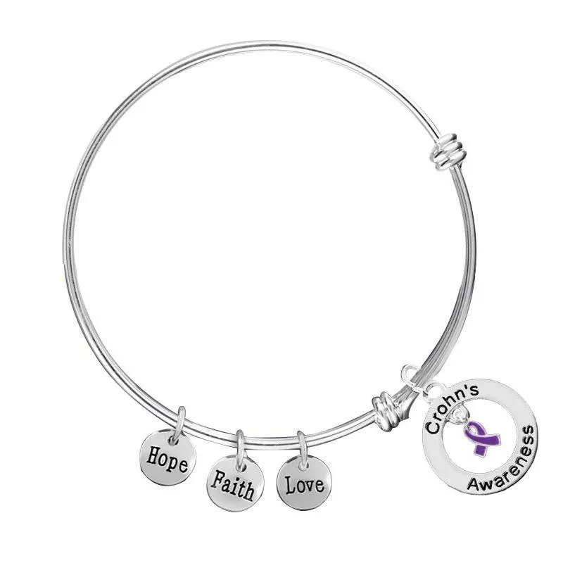 Crohn's Circle Charm Retractable Bracelets