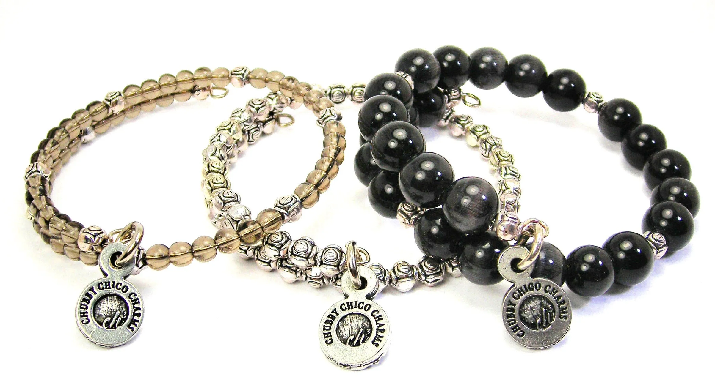 3-Piece Wrap Bracelet Set with Crossed Lacrosse Sticks, Cats Eye Glass, and Pewter Accents