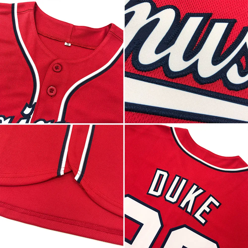 Custom Red Red-Black Authentic Baseball Jersey