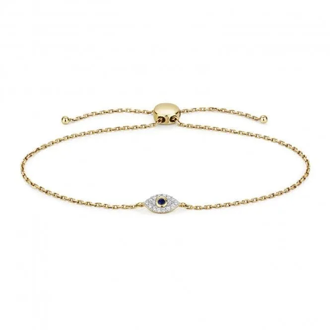 Diamond Jewellery 9ct Gold Diamond Evil Eye Bracelet BD033