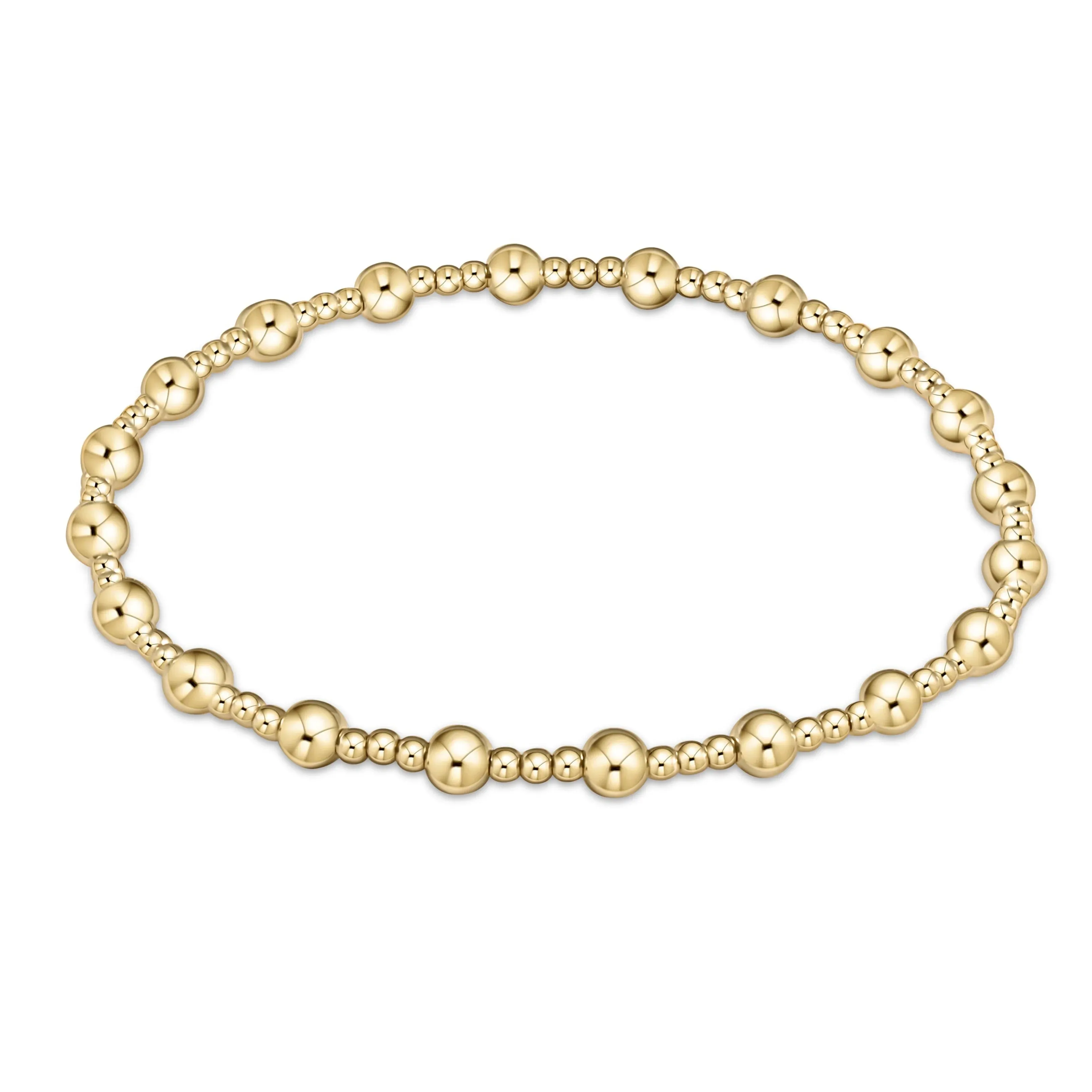 eNewton Design Classic Sincerity Pattern 4mm Bead Bracelet - Gold