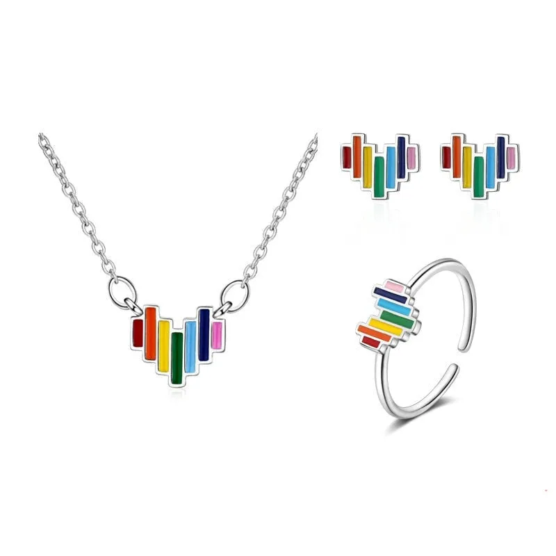 Fashion Jewelry Colorful Rainbow Jewelry Set for Her in 925 Sterling Silver