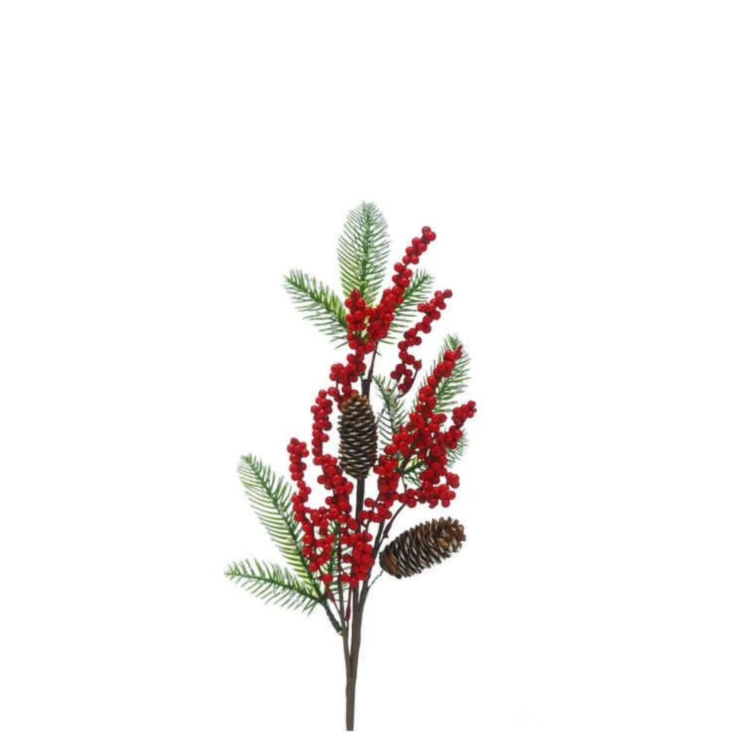 Festive 64cm Red Mini Berry and Pinecone Stem