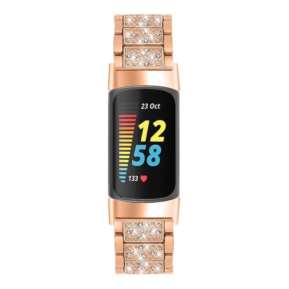 Fitbit Charge 5 bling rhinestone watch strap - Rose Gold