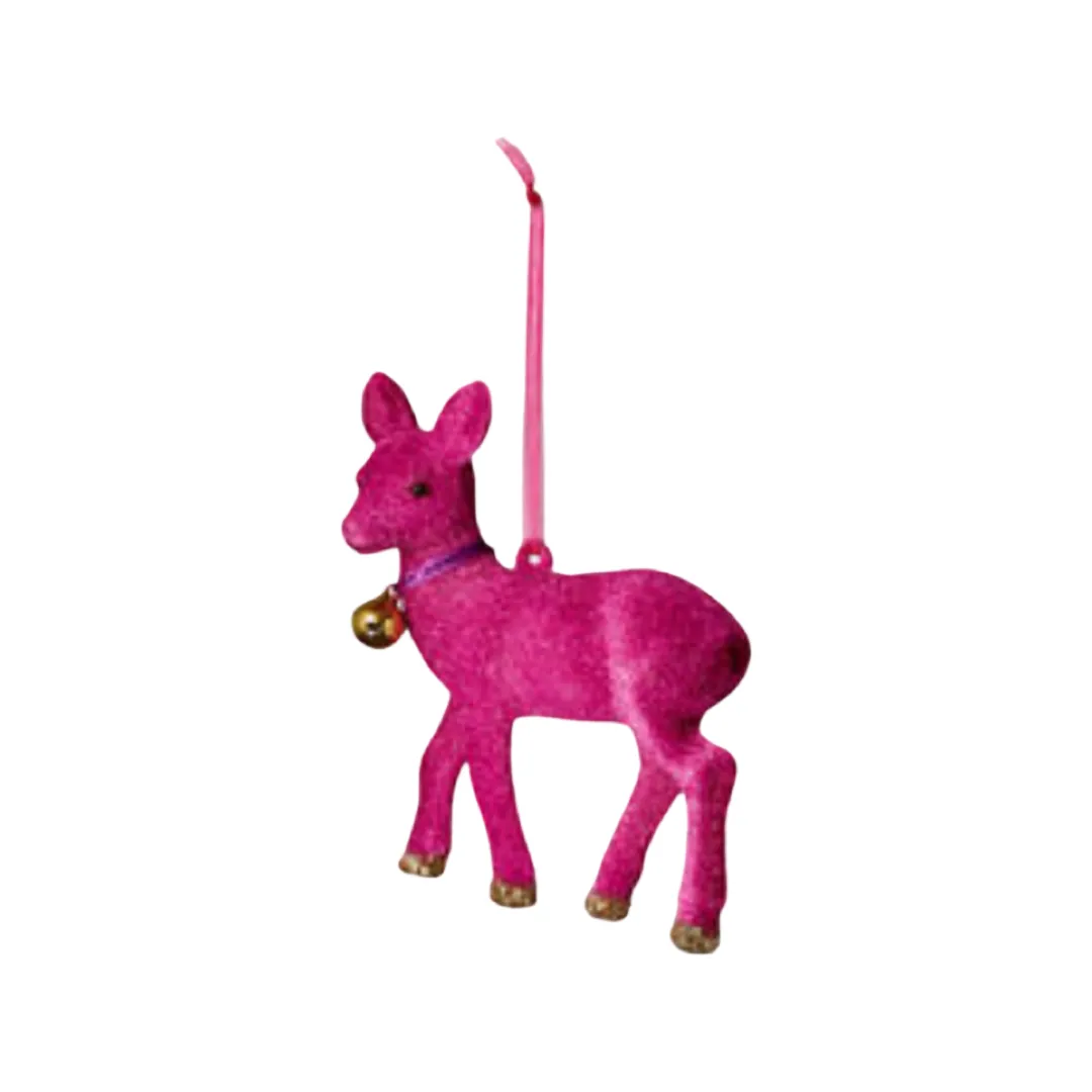 Flocked Deer Ornament