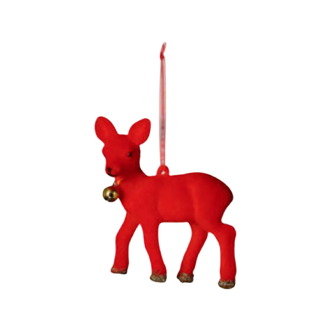 Flocked Deer Ornament