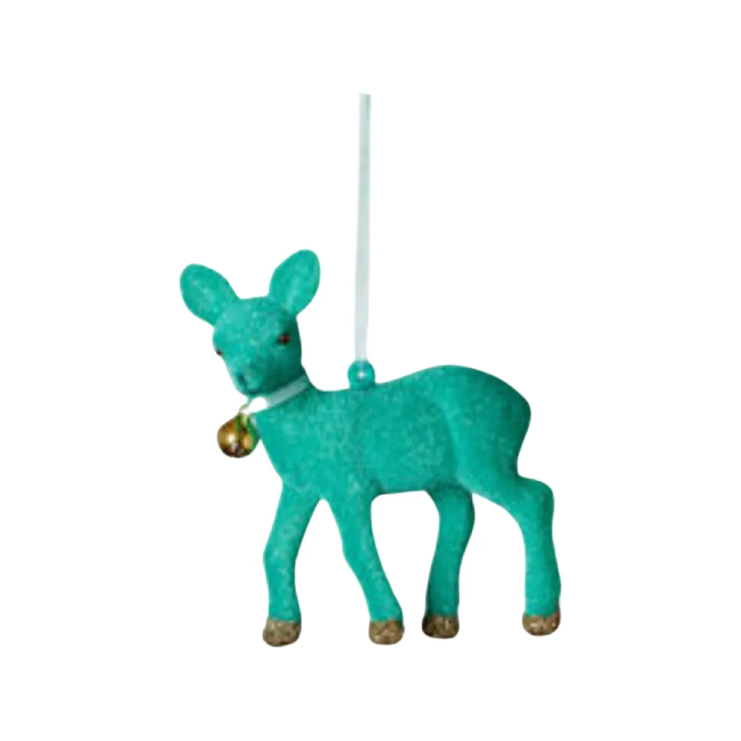 Flocked Deer Ornament